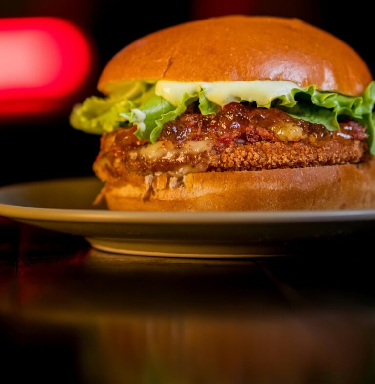 Crispy patty burger with fresh lettuce